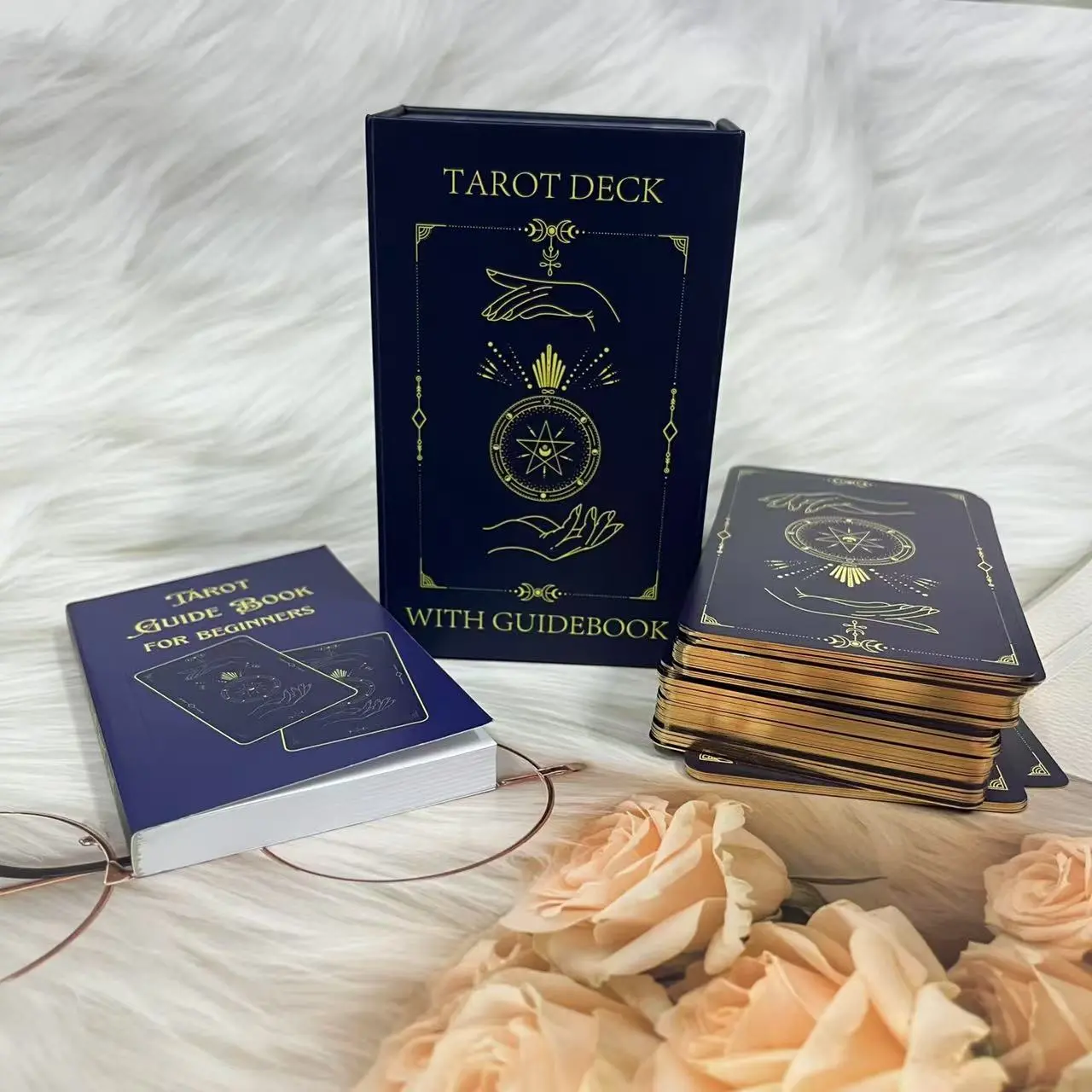 BEARISM Tarot Cards Deck with Guide Book, 78 Classic Original Design, Gold Foil Tarot Cards for Beginners, Durable Card, NEW Tarot Cloth