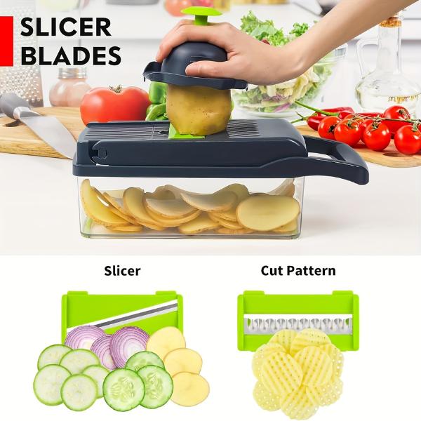 16-in-1 Vegetable Chopper & Slicer Set | Multifunction Vegetable Cutter with Container