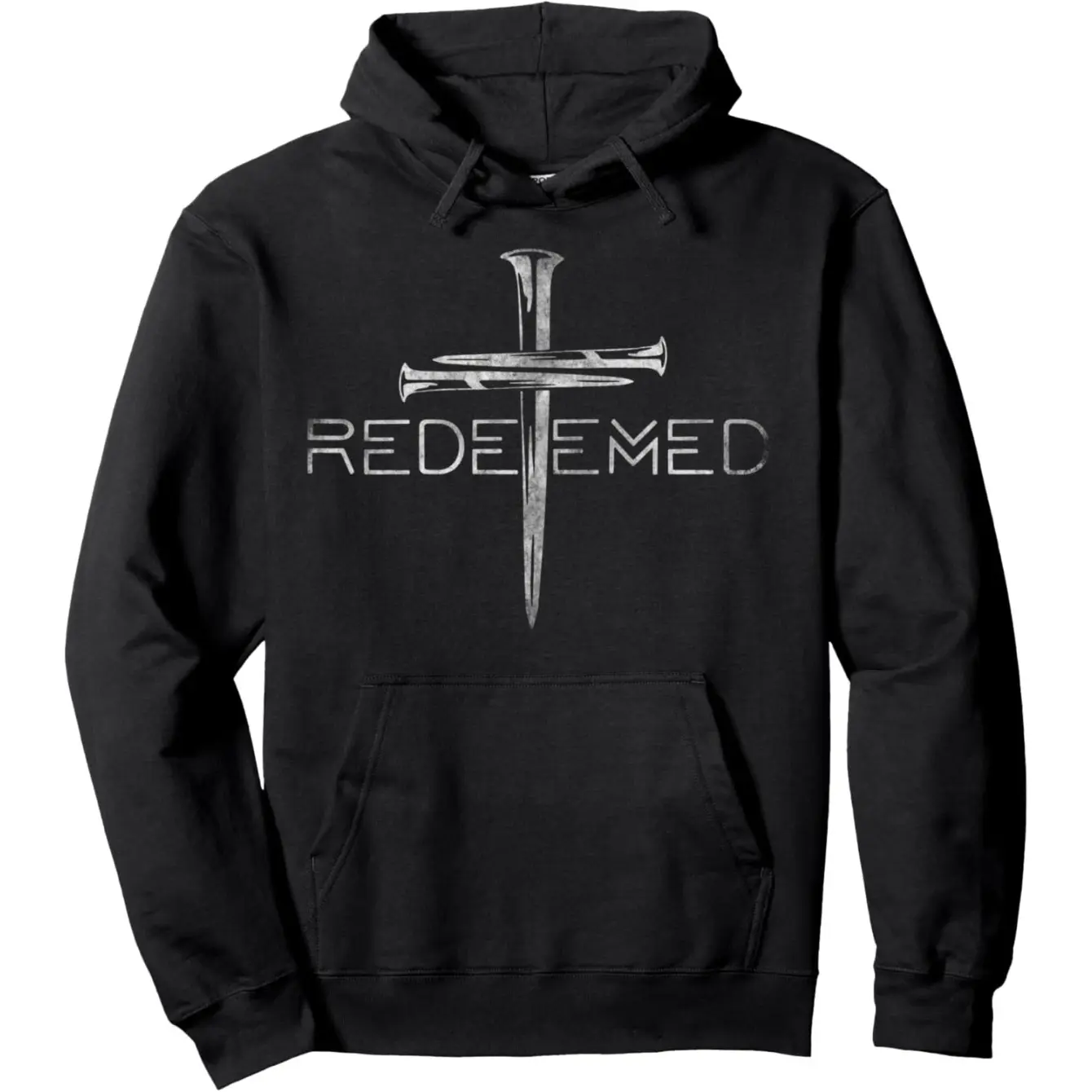 Men's Redeemed Christian Bible Verse Graphic Hoodie - Cotton Blend Black Longsleeve Casual Classic Menswear Clothes Pullover, Regular Fit, Soft Breathable Fabric, Durable Print, Everyday Comfort, Machine Washable, Religious Faith Spirituality