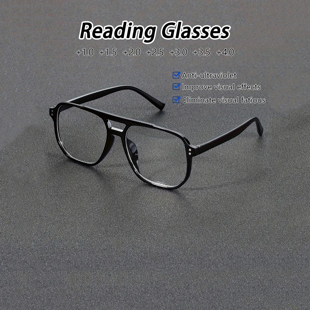 Unisex Casual Oversized Fashion Reading Glasses, +1.0-4.0 Magnification, Minimalist Design, Suitable for All Face Shapes, Daily Use & Gifts