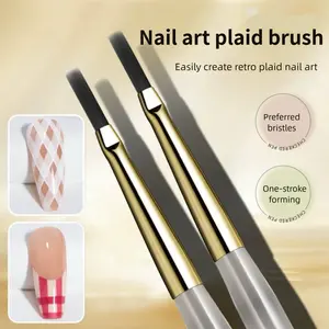 1/2PCS French Plaid Nail Art Brushes Set - Line Grid Pattern Drawing Pen for DIY UV Gel Extension Painting Supplies