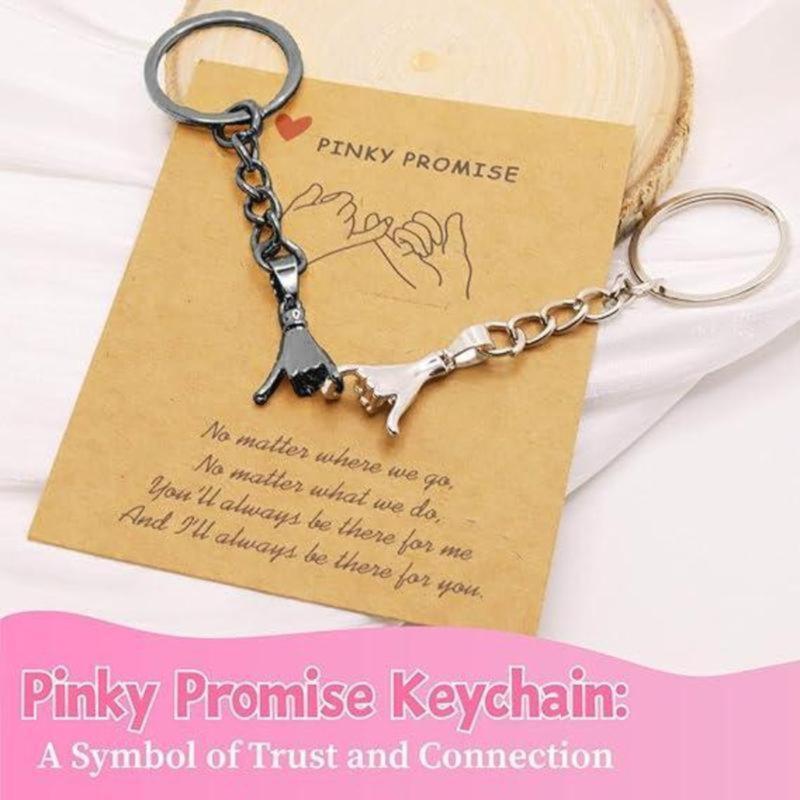 2PCS Pinky Promise Matching Keychains – Cute Symbolic Couple Gift Set for Couples and Best Friends, Trendy Daily Carry Charm, Durable Keepsake for Anniversary, Friendship, Everyday Use