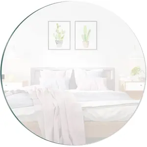 12 circle mirror round glass mirror self adhesive mirror hd large makeup mirror frameless decoration wall mirror for bathroom bedroom vanity etc round mirror tray for table centerpiece
