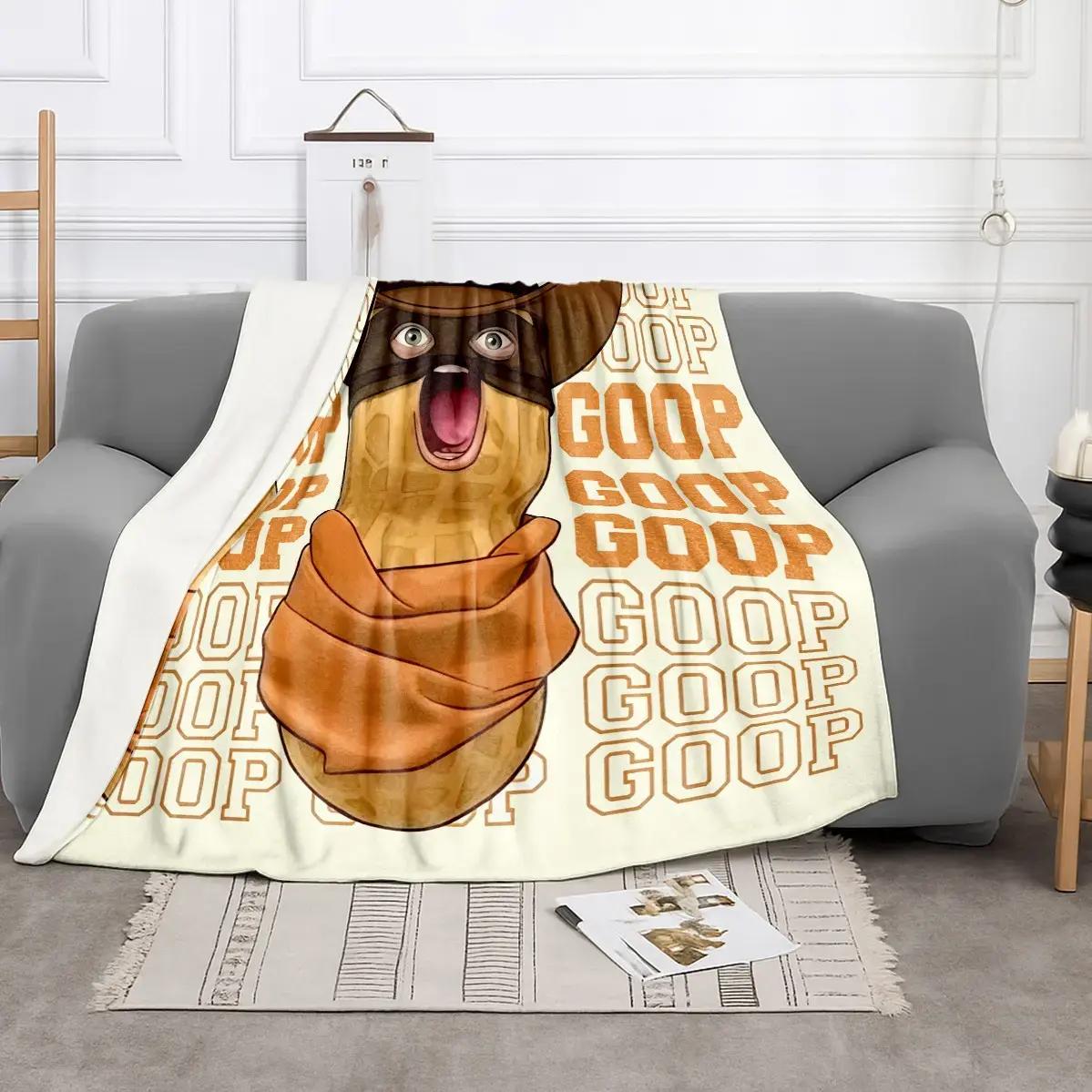 Goop Goop Cowboy Peanut Viral Meme Print Flannel Blanket Cooling Blanket Homegoods Soft Cozy For Bedroom Living Room Sofa For Meme Fans Western Lovers Perfect Gift