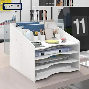 File Rack Desktop Storage Organizer, Office Supplies A4 Dual Clip File Folder, Document Holder Paper Cutting Storage Box