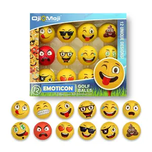 Oji-Emoji Premium Emoji Golf Balls 12-Pack Unique Professional Practice Golf Balls Fun Golf Gifts for All Golfers