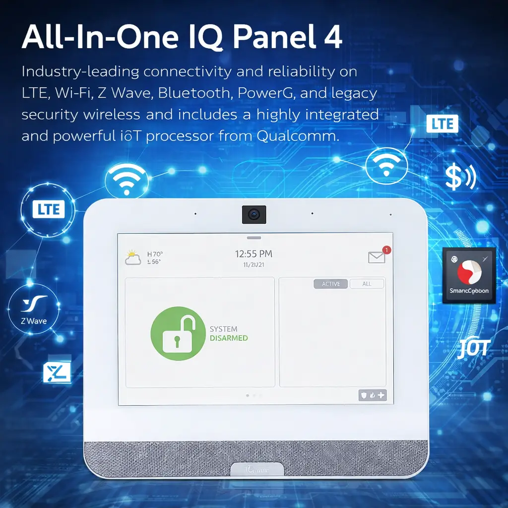 IQ IQP4003 IQ Panel Security/Home Automation Control Panel Verizon PowerG 345MHz 7" HD Touchscreen White Qualcomm IoT Processor