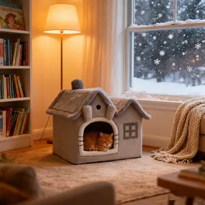 SmartWell 2 In 1 Cat Bed Cave Indoor Dog House Foldable Pet Tent With Removable Roof Washable Cushion Non Slip Bottom Cozy Hideaway For Kittens Puppies Rabbits All Season Sleeping Pet bed house