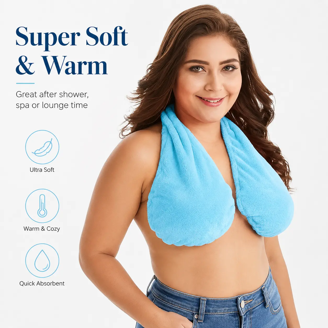 1 Pack Absorbent Towel Bra for Women, Soft Breathable Chest Wrap Towel, Neck-Hanging Lounge Bra for Beach, Gym Shower, Nursing & Daily Wear