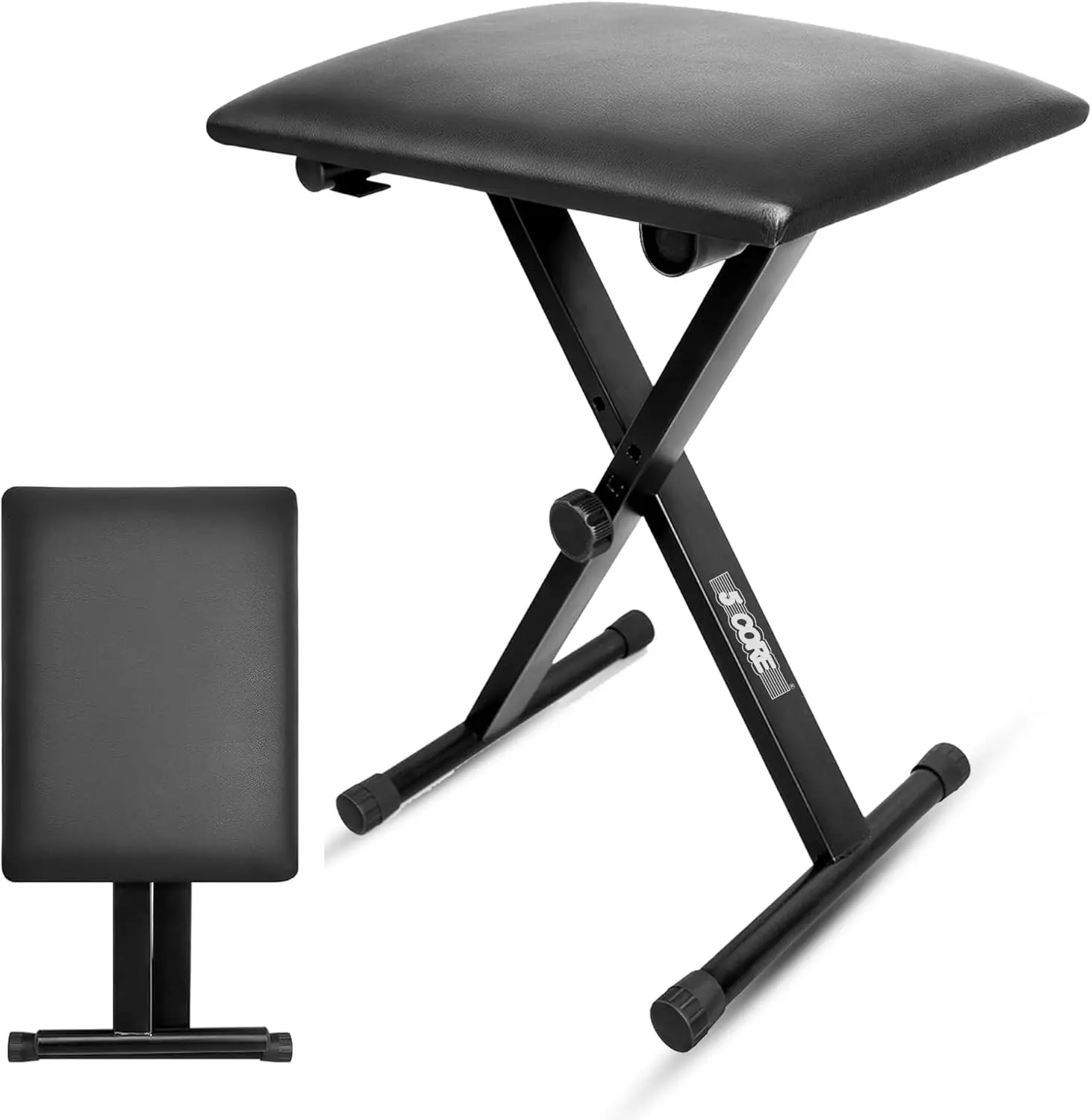 5 CORE Keyboard Bench X Style Padded Cushion Height Adjustable Piano Stool Seat Portable Keyboard Chair for Keyboards Digital Piano Black - KBB 02 BLK
