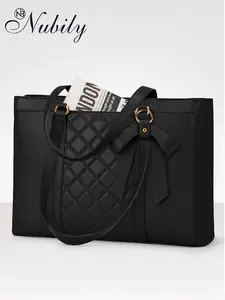 Laptop Bag for Women 15.6 Inch, Waterproof Leather Tote, Professional Computer Briefcase, Stylish Work Tote Bags