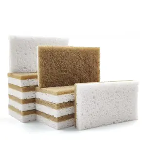 12-Pcs Natural Kitchen Sponge Set Cellulose & Coconut Walnut Scrubber for Efficient Dishwashing & Household Cleaning Eco-Friendly & Water Absorbent