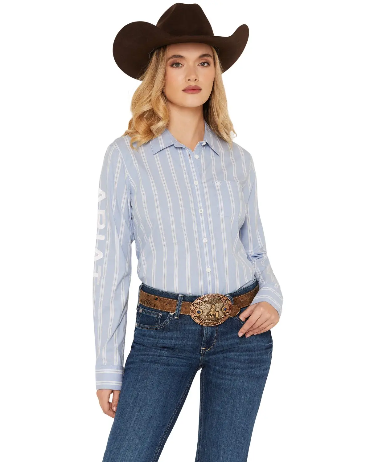 Ariat Women's Women'S Team Kirby Stripe Print Long Sleeve Button-Down - 10073393