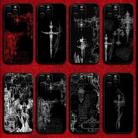 Gothic Cyberpunk Preppy Sigil Cross Smartphone Case - Soft TPU Protector for iPhone 17,16 Plus,15,14,13,12,11 Pro Max & Samsung S25 Handheld Devices, Fashion Unisex Accessories for Women