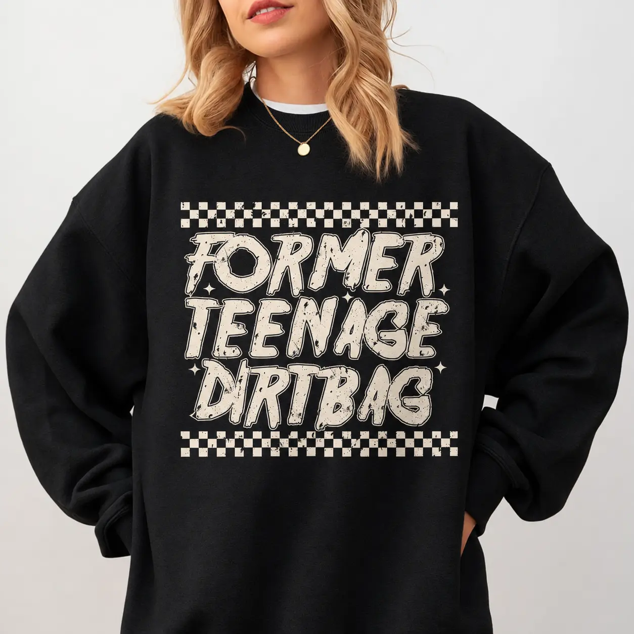 Former Teenage Dirtbag Graphic Sweatshirt, Elder Emo Crewneck Pullover, Funny Pop Punk Alternative Streetwear, Emo, Casual Fall and Winter Outfit for Women and Men