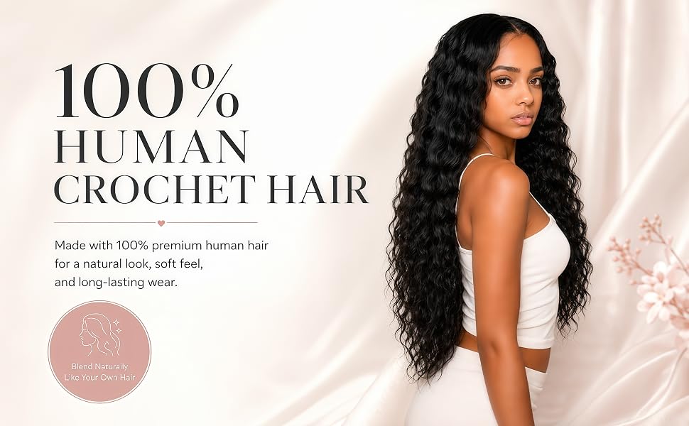 Human Crochet Hair for Black Women Feather Miracle Knots Crochet Human Hair  60g Invisible Crochet Human Hair, Lightweight, Pre-separated 50strands deep wave feather crochet hair extension