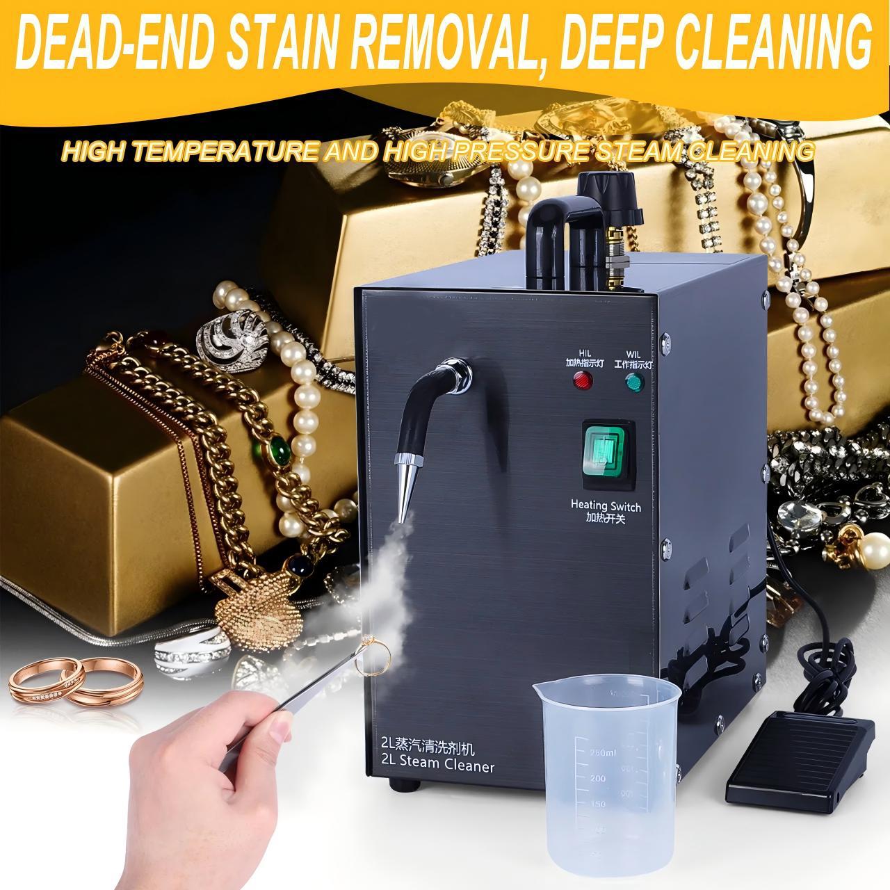Professional Jewelry Steam Cleaner - 2L 1300W 304 Stainless Steel Steam Cleaning Machine for Jewelry Cleaning, Polishing & Restoration