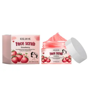 Strawberry Shea Sugar Exfoliating Moisturizing Facial face Scrub Moisture Skincare Crystal Facial Scrub Gentle Jojoba Nourishing