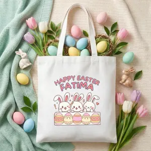 Personalized Easter Tote Bag | Bunny Egg Hunt Bag for Kids