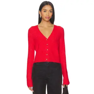 Free People School Girl Cardi in Cherry Pop Melange