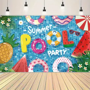 Summer-Themed Banner, Measuring , Crafted from Polyester, Ideal for Summer Pool Party Decor, Suitable for Wall Decoration, Both Indoors And Outdoors, And As Party Decoration Supplies