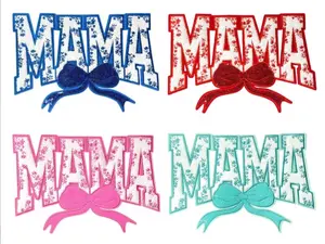 MAMA embroidery patch with sequins coquette bow