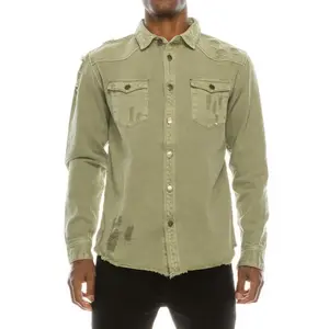 Men's Ripped Denim Overshirt