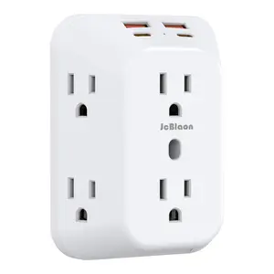 Outlet Extender Surge Protector with 6 Outlets & 4 USB Ports（2 USB-C）, 1845W,Multiple Plug Expander Wall Charger, 3 Sided Multi Plug Wall Adapter Power Strip Multifunctional Power Strip Power Socket Extender for Home Office Kitchen Travel