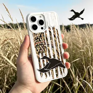 Magnetic Duck Flying American Camo Phone Case, Supports Wireless Charging, Hunting Gift, For iPhone 17 16 15 14 13 12 11 Pro Max Plus, Non-Yellowing Shockproof Clear Slim Soft Acrylic Protective Cover
