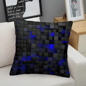 Black and Blue Plaid Throw Pillow (Insert Included) — Modern Geometric Cushion, Soft Decorative Pillow With Zipper. Square Accent Pillow Suitable for Sofas, Beds, Living Rooms, Bedrooms, and Offices — All-Season Use.