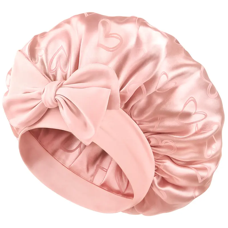 YANIBEST Female Double Layer Silk Satin Sleeping Bonnet - Wrap Style Elasticity Sleep Cap with Adjustable Long Tie Band for Night Haircare, Wig Protection, Wear It to Bed, Gym, or Lounging/Relaxing