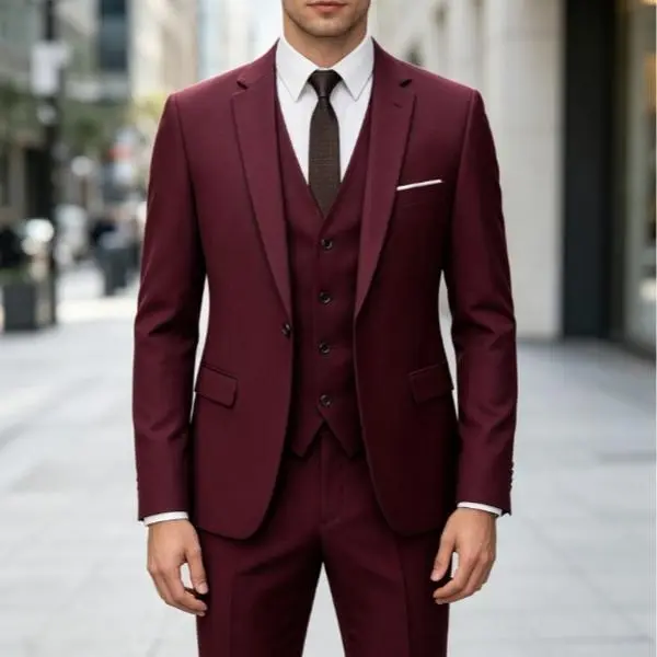 Men's 3-Piece Slim Fit Workwear Formal Wear Suit Set - Notch Lapel Blazer, Single Breasted Vest, Medium Length Plain Long Sleeve Shirt, Matching Pants, Buttons, Black Tuxedo, Viscose Polyester Blend