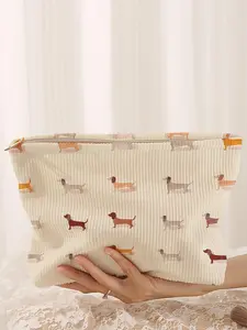 Cute Dog Pattern Makeup Bag, Lightweight Multi-functional Fashionable Cosmetic Storage Bag, Travel Makeup Bag for Women & Girls, Makeup Pouch