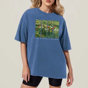 This cool and friendly retro floral T-shirt makes a stylish T-shirt gift, an inspiring women's shirt, and a perfect match for floral print T-shirts.