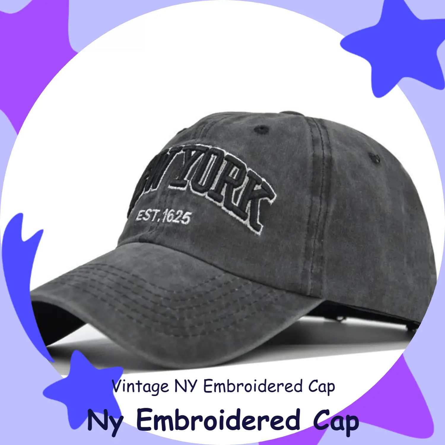 Adjustable New York Embroidered Baseball Cap - Vintage Sun Hat for Men and Women, Ideal for Casual Outdoor & Daily Wear Fashion Hats Embroidery Trendy Hat Premium Hat