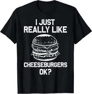 100% Cotton Unisex Cheeseburger Design For Men Women Hamburger Burger Lover T-Shirt