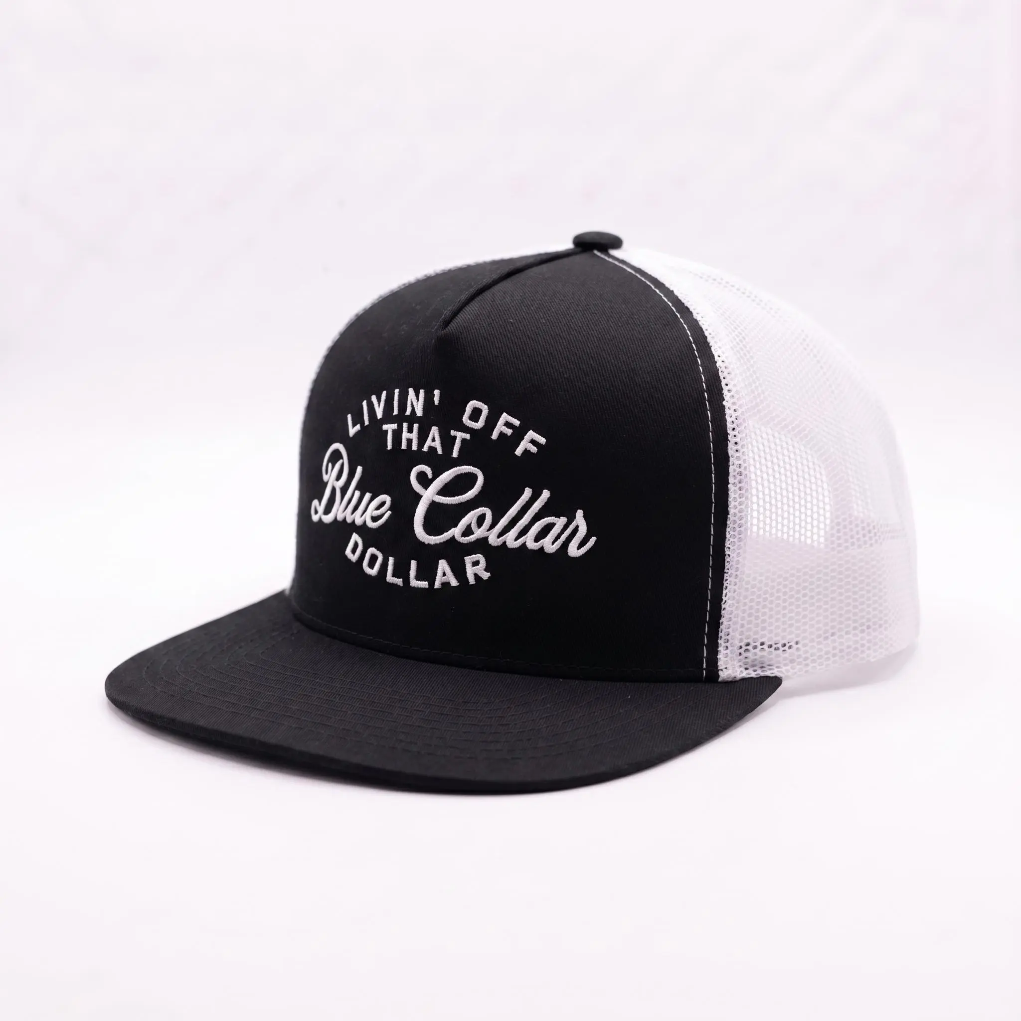 Blue Collar Men's Trucker Hat, Classic Flat Bill Snapback with Breathable Mesh for Welders, Work & Outdoor Use