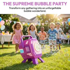 Automatic Bubble Machine for Kids, Unisex, Continuous Bubbling, RGB Lights, Includes Bubble Solution, Battery Operated, Perfect for Parties