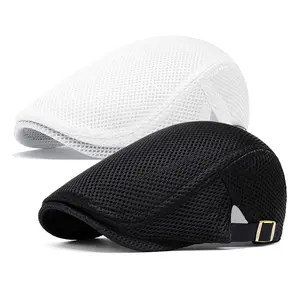2Pcs/Set Men's Breathable Mesh Outdoor Caps,Adjustable Summer Newsboy/Beret/Hunting/Taxi Driver Hats,Lightweight for Driving,Casual Wear,Christmas Party Gifts,Hand Tools Kits