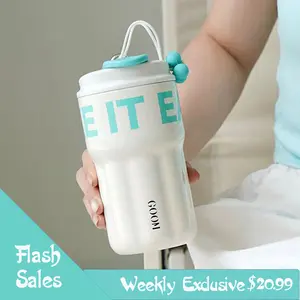 GOOM 18oz Spill Proof Tumbler with Lid and Straw Leakproof Drinkware - white ,blue