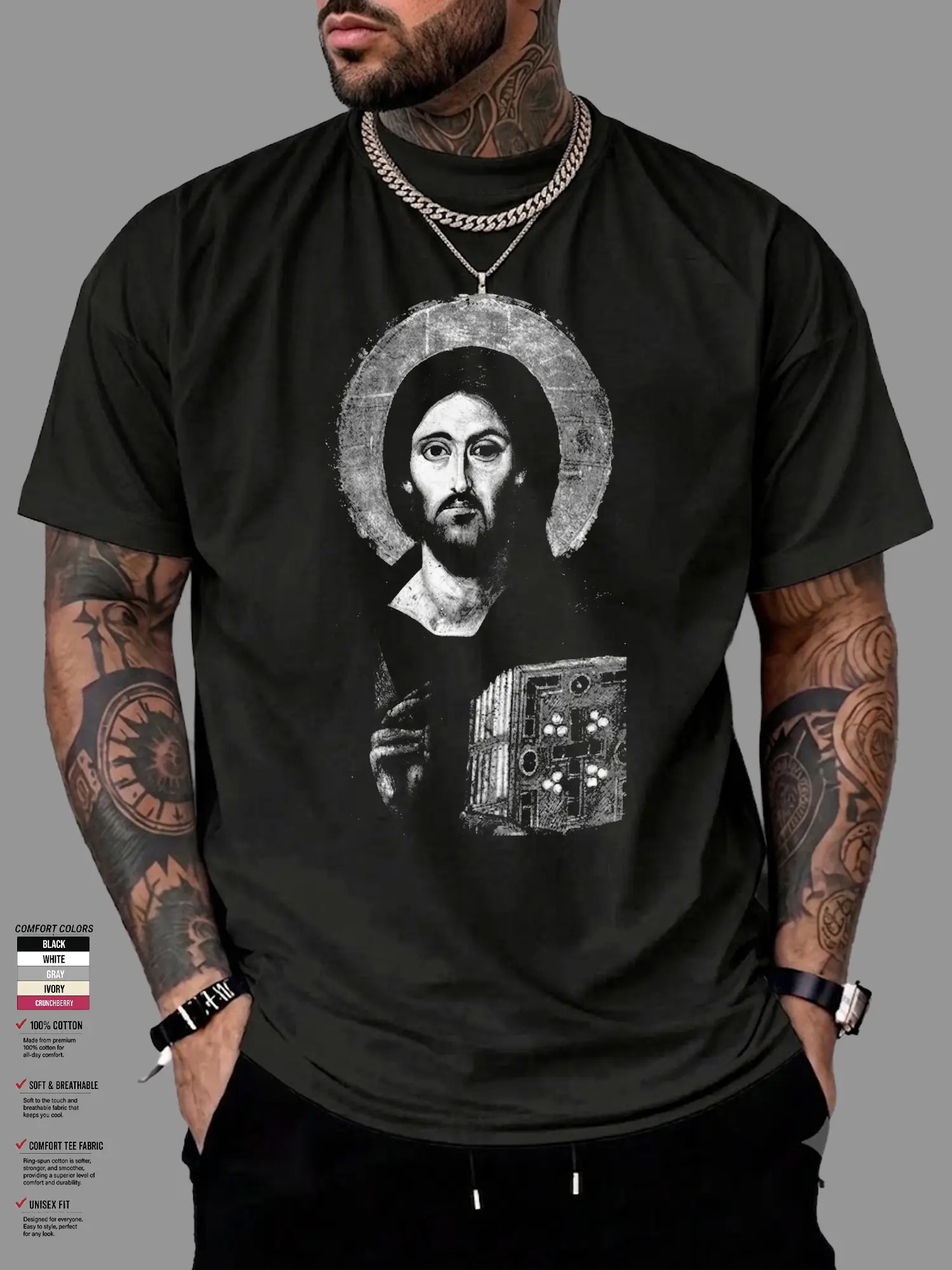 Christ Pantocrator shirt. Christ of Sinai Icon. Christian shirt. Orthodox Christian. Jesus face. Religious Iconography. Casual Breathable