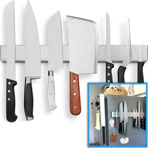 Modern wall mounted space storage rack, kitchen non perforated stainless steel magnetic knife holder, multifunctional hardware tool organizer