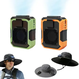 2026 Portable Waist Clip Fan 4000mAh, 3-Speed Hands-Free Personal Fan with LED, Strong Airflow, Single/Double Fan Sun Hat, Outdoor Camping, Hiking, Work, Gift for Dad