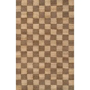 Theo Modern Farmhouse Woven Jute Checkerboard Area Rug