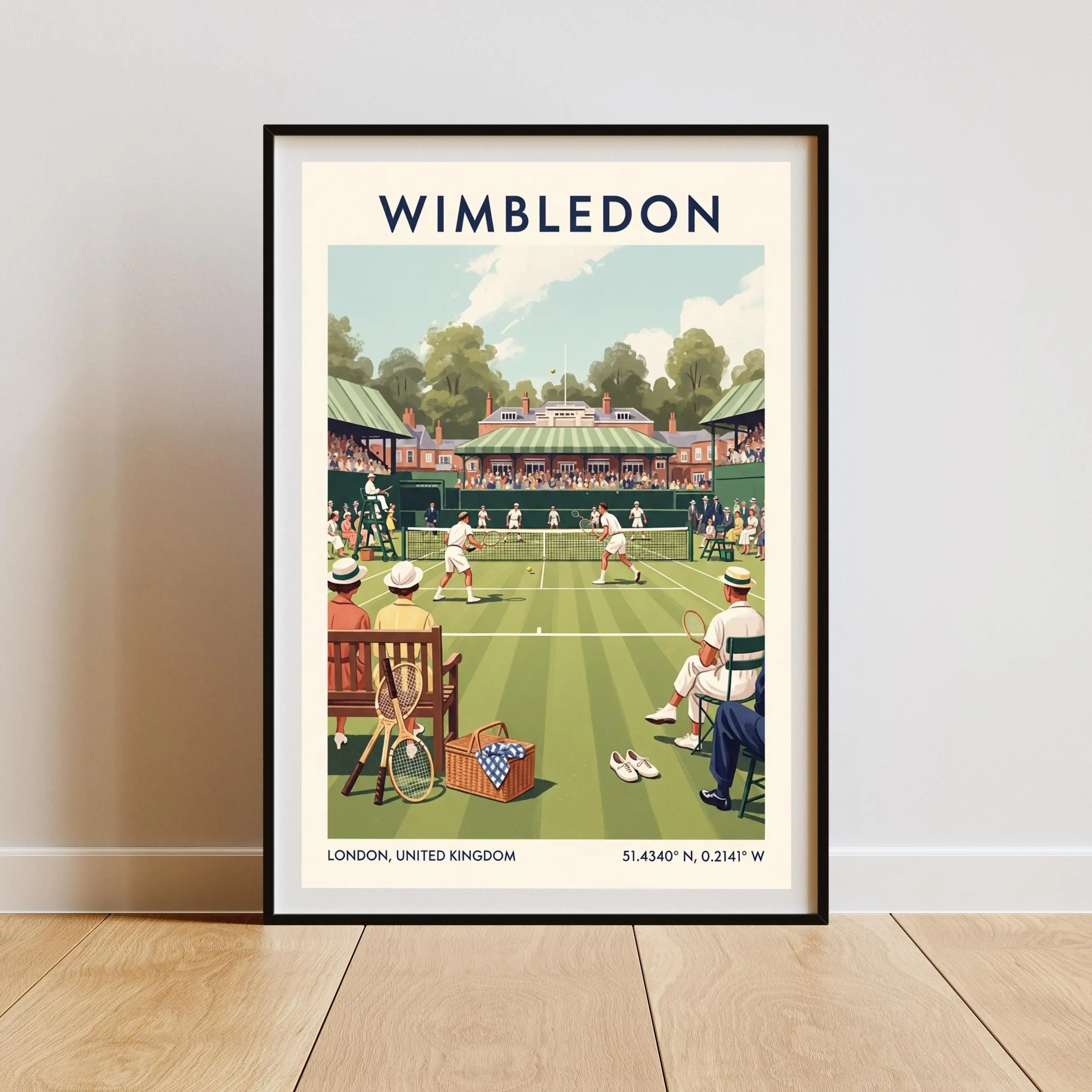 [SALE UP TO 40%] [Unframed] Wimbledon Tennis Match Poster – Vintage London Sports Art Wall Decor, Retro British Tennis Print for Home Living Room or Office Gift