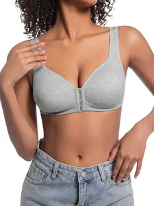 4PCS EssElegance Adjustable Front Closure Push Up Bra Wireless Cross-Back, Seamless & Side Support for Daily Wear
