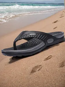 Men's Summer Casual Massage Slippers, Lightweight Breathable Indoor Outdoor Sandals, Casual Beach Sandals, Flip Flop Sandals, Medium Width Less Than Ankle Height Shoes