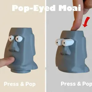 3D-printed "Cute Big-Eyed" Moai Figurine Stress Relief Toy - Fun Stress-Relief Gadget - Desktop Decoration - Holiday Gift - Home Office Decor