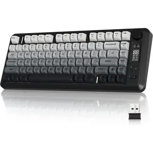 M75  Gaming Keyboard, RGB Backlit Rechargeable 2000mAh , Small Membrane But Mechanical Feel Keyboard with  Display & Knob, PBT Gradient keycaps for PC, -Moonlit Night