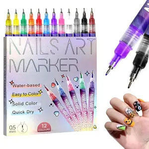 12 Color Nail Art Pen Set, 2026 New Nail Art Marking 3D Pen Point Drawing Line DIY, Nail Design Pen, Professional Manicure Tools Kit, Nail Care, Nail Art Supply